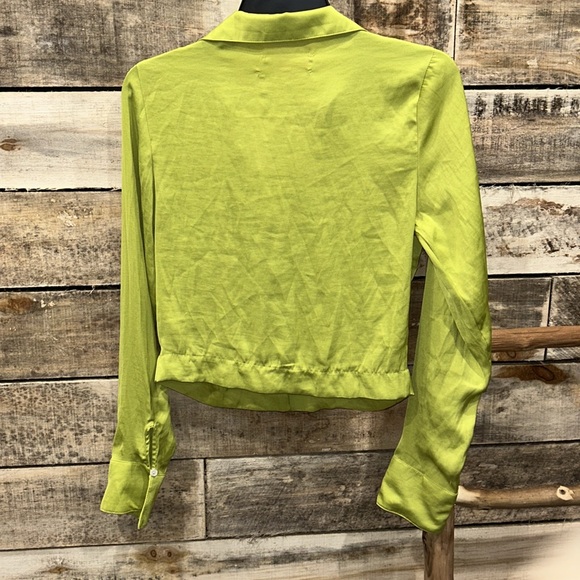 NWT Free People Viktoria Blouse in Chartreuse Size 6 Z572 - Picture 4 of 4